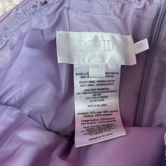 David's Bridal lace and chiffon one shoulder maxi dress F17063 Iris, size 8 - Picture 7 of 8